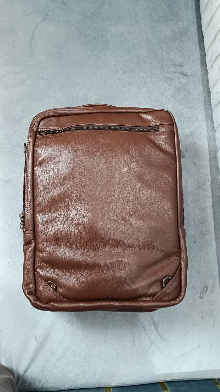 Cow Leather Dual Lock Bag- Brown